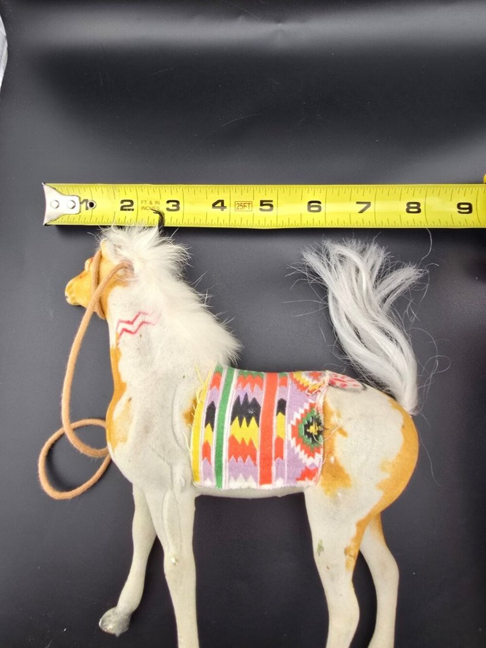 Handcrafted Native American Horse Figurine Painted Details & Feather Accents - Picture 13 of 13